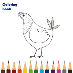 chicken coloring book pencils design