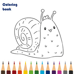 snail coloring book pencils design