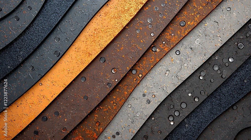 Poster textured abstract waves of metallic colors and patterns