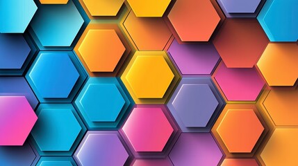 Abstract Colorful Hexagon Pattern Background Geometric Design 3D Render