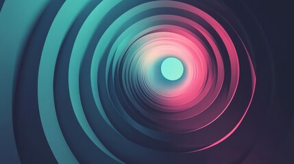 Abstract Swirling Tunnel Background Teal Pink and Purple Concentric Circles Design