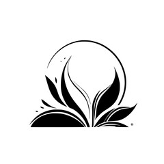 Elegant Black and White Floral Design: Minimalist Botanical Illustration, Nature-Inspired Vector Graphic