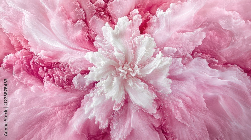 Poster a soft and elegant explosion of pink and white powder, creating a subtle abstract image suitable for