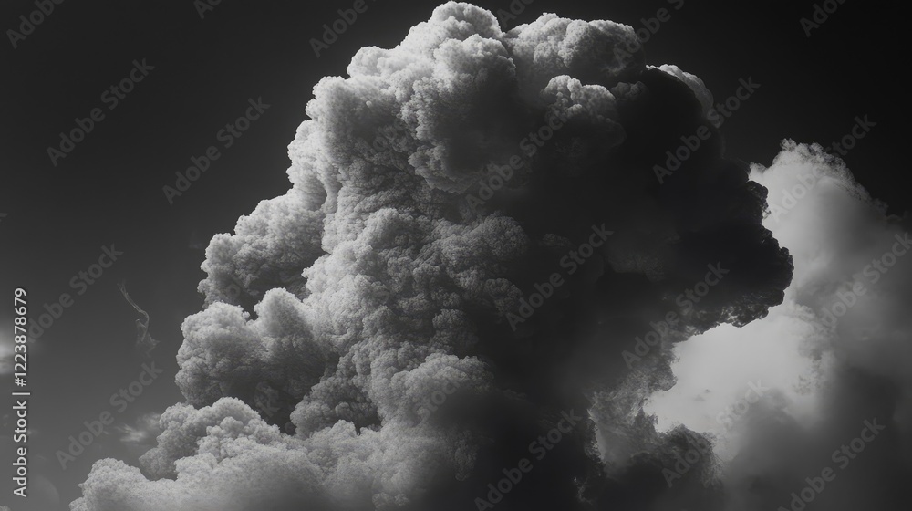 Poster a swirling cloud of gray smoke with soft edges, creating an atmospheric and mysterious vibe.