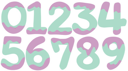 Set of numbers 0-9 with ice cream pattern