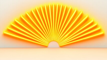 Bright Yellow Neon Sunburst Rays Wall Art Modern Minimalist Design Element