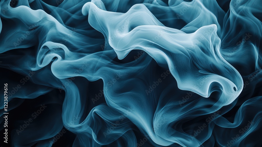 Poster beautiful smoke patterns in soft gray, merging and twisting in abstract forms against a blank backgr