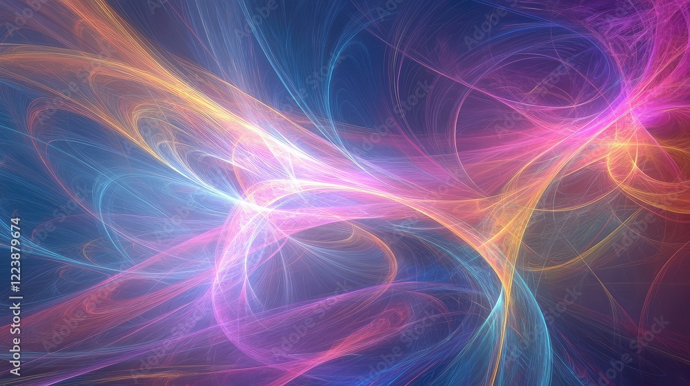 Aufkleber bright magenta and cyan waves flowing with a sense of motion, creating a vibrant and futuristic abst