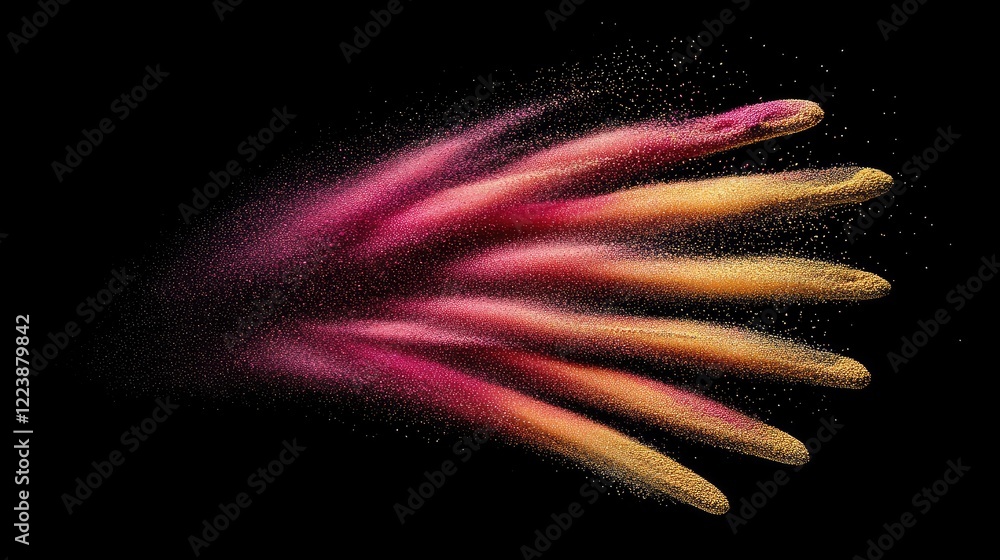 Poster bright rainbow powders blending seamlessly as they explode mid-air, creating a harmonious and eye-ca