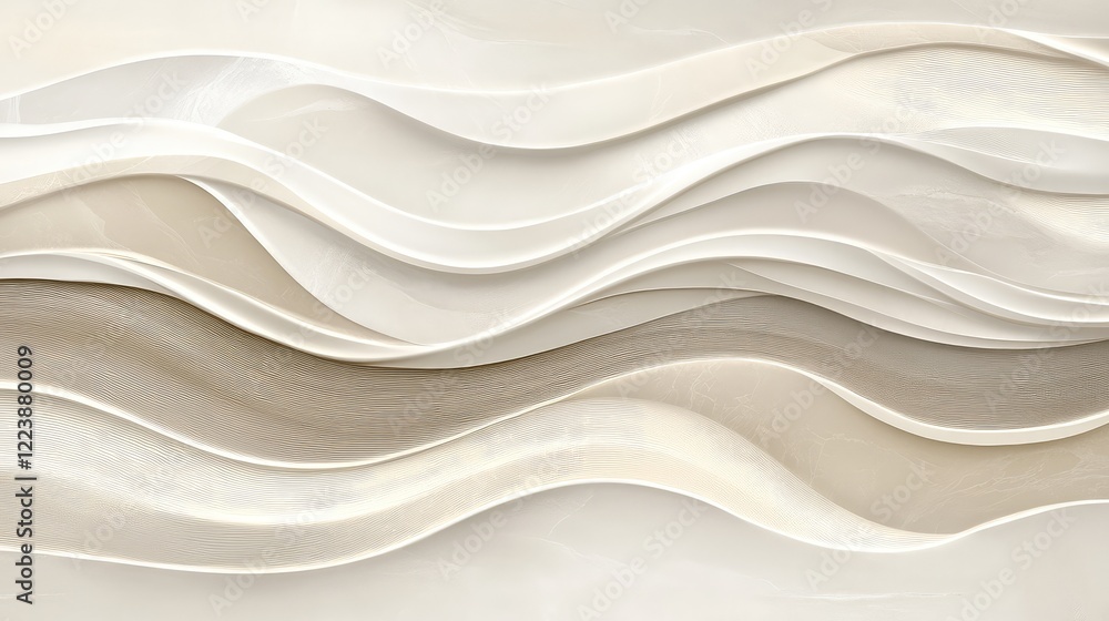 Aufkleber gentle beige and cream waves with subtle gradients, creating a minimalist and harmonious abstract co