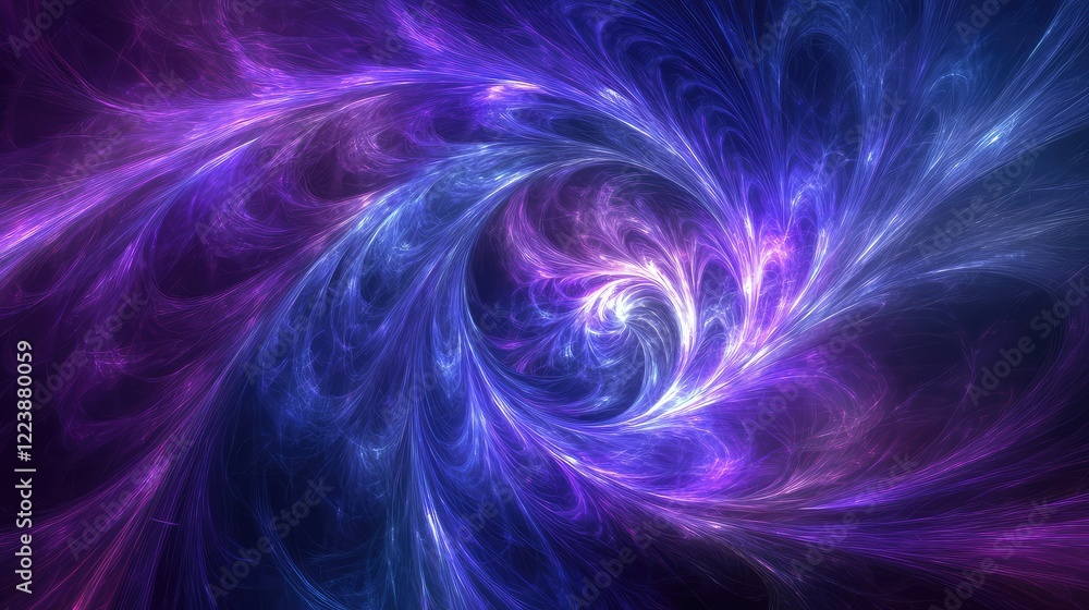Aufkleber glowing abstract waves in deep purple and electric blue, creating a striking visual effect with a hi