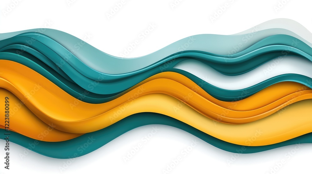 Poster glowing teal and yellow waves with sharp edges, creating a striking visual with a high-tech feel.
