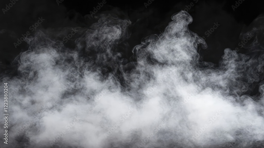Poster light gray smoke curling gently, fading into the background, creating a ghostly effect.