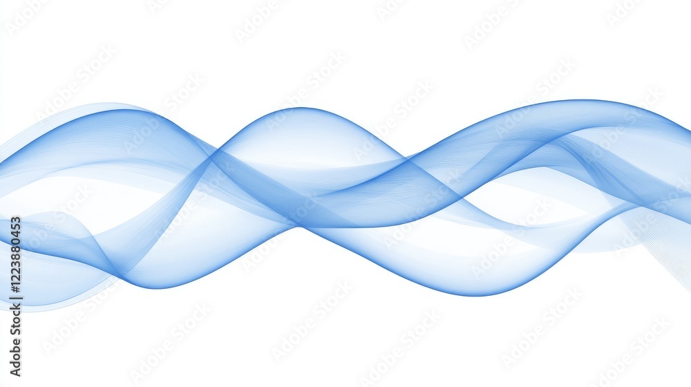 Poster soft transparent blue waves layered to create depth, forming an abstract design that evokes calmness