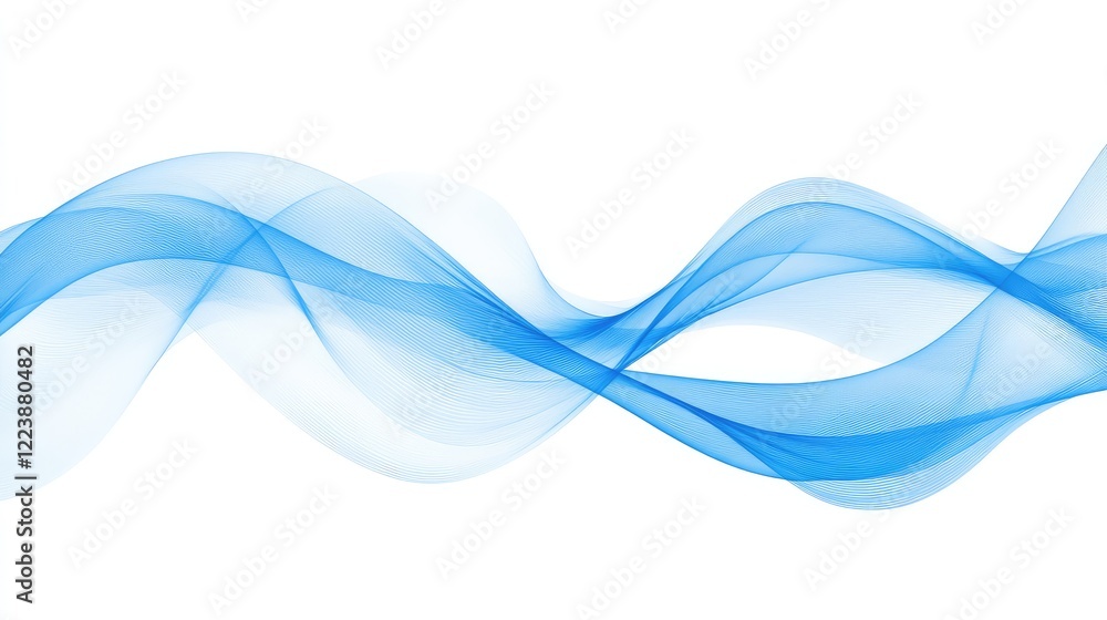 Poster soft transparent blue waves layered to create depth, forming an abstract design that evokes calmness