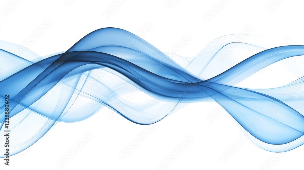 Poster soft transparent blue waves layered to create depth, forming an abstract design that evokes calmness
