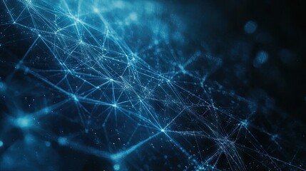 Abstract blue hexagon network fading into a dark background, evoking a sense of infinite technology