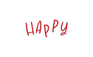 手書き風に描いた、HAPPY（幸せ）の文字の、シンプルなロゴマーク
