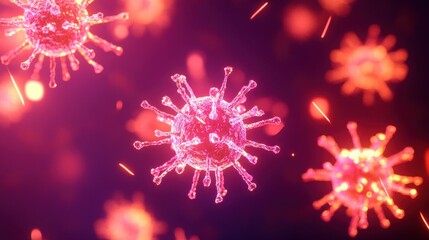 Fototapeta premium Colorful virus particles illuminated in a vibrant digital illustration
