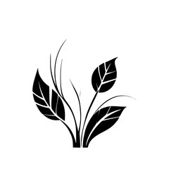 Obraz premium Elegant Black and White Plant Leaves: Minimalist Botanical Design. Simple Nature Illustration, Perfect for Decor, Branding, and Print