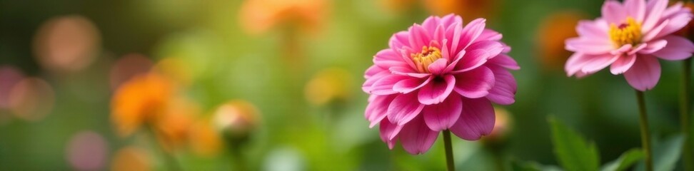 Fototapeta premium Soft focus garden scene featuring Little Robert Dahlias, dahlia, flowers