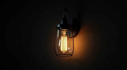 Elegant Vintage Style Wall Lantern with Warm Glow in Dark Room
