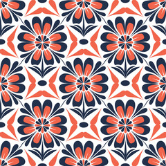 Fototapeta premium Vintage Inspired Ornamental Floral Pattern with Warm Accents