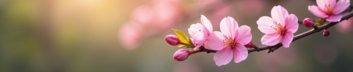 Obraz premium Soft focus sakura flowers sway gently in breeze, floral, softfocus, garden