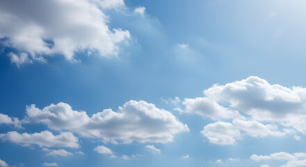 Naklejka premium A high-resolution texture of soft, fluffy clouds in a gradient blue sky, ideal for overlays