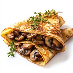  Thin crepes filled with a rich mushroom