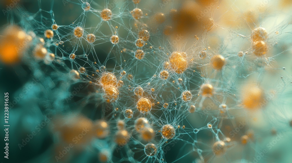 Aufkleber abstract conceptual design of a network with bright nodes and connections