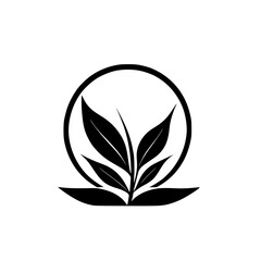 Obraz premium Elegant Plant Leaves Logo: Minimalist Black and White Botanical Icon Design