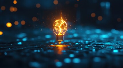 Illuminating Ideas: A Glowing Bulb in a Blue Universe