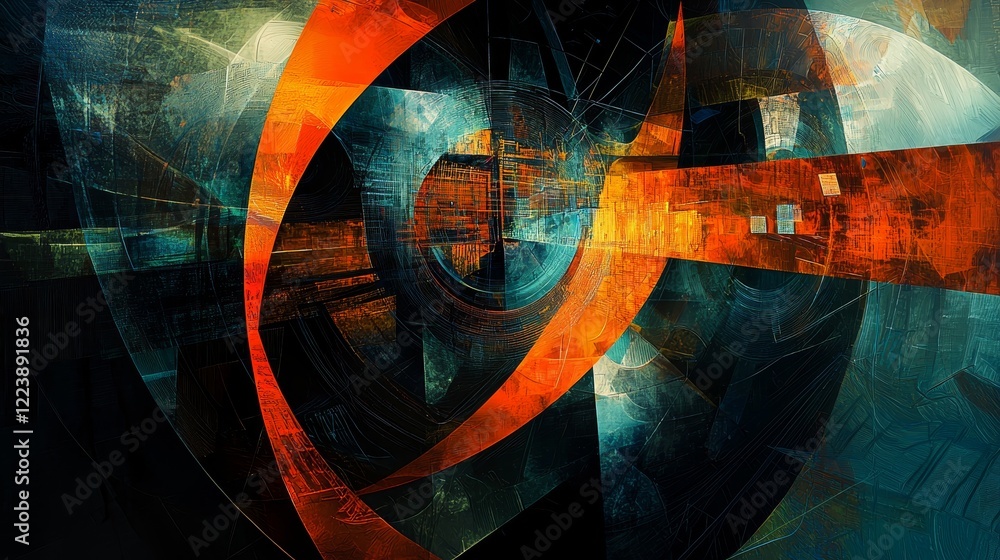 Poster Abstract Digital Art with Dynamic Forms Representing Technology and Innovation