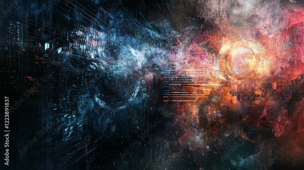 Aufkleber abstract digital forms representing modern technology and futuristic concepts