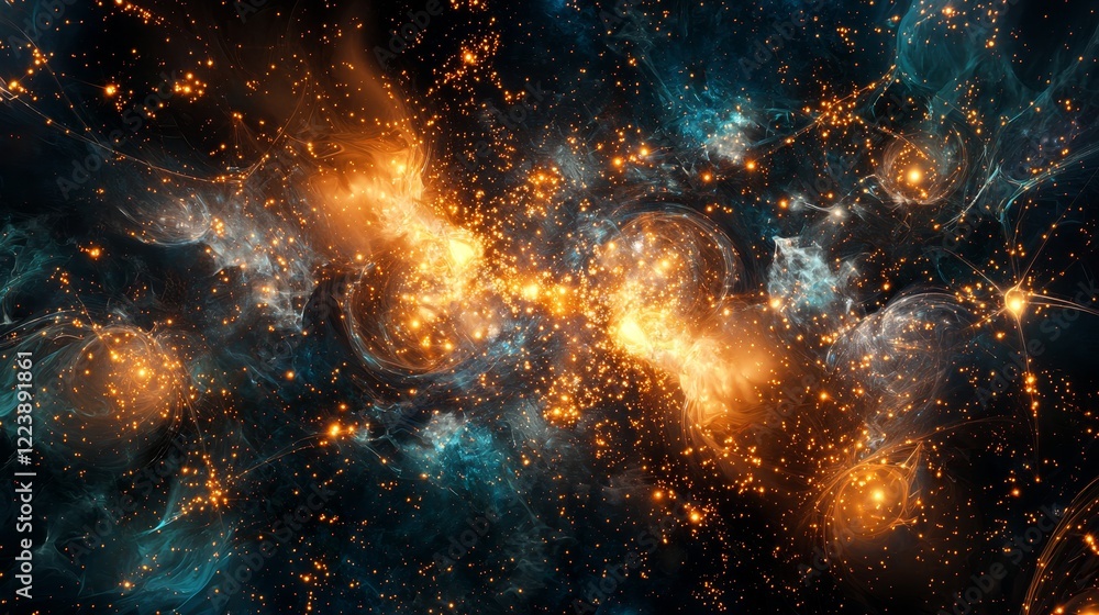 Poster abstract visualization of harmony between technology and cyberspace elements