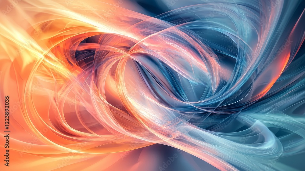Poster aesthetic digital data flows in a framed view of abstract colors