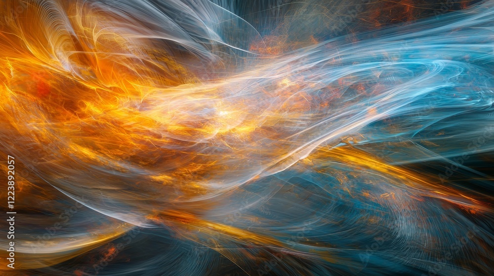 Poster abstract artistic representation of high-speed data flow in vibrant colors and patterns