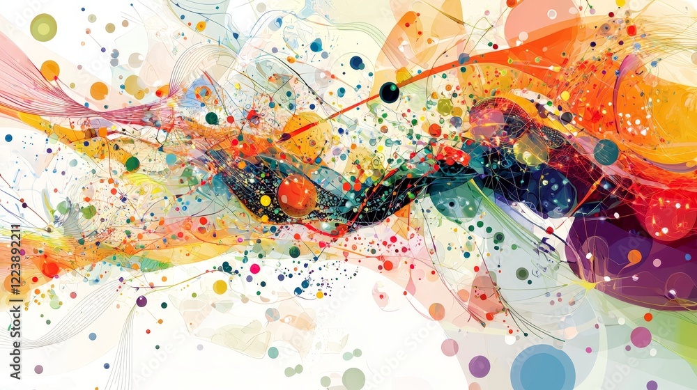Poster colorful interplay of data connectivity in abstract illustration with dynamic shapes