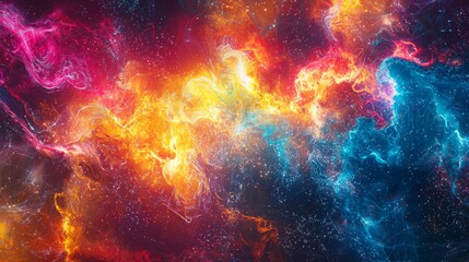 Fototapeta premium Vibrant Nebula Visualization with Colorful Swirls of Light and Energy