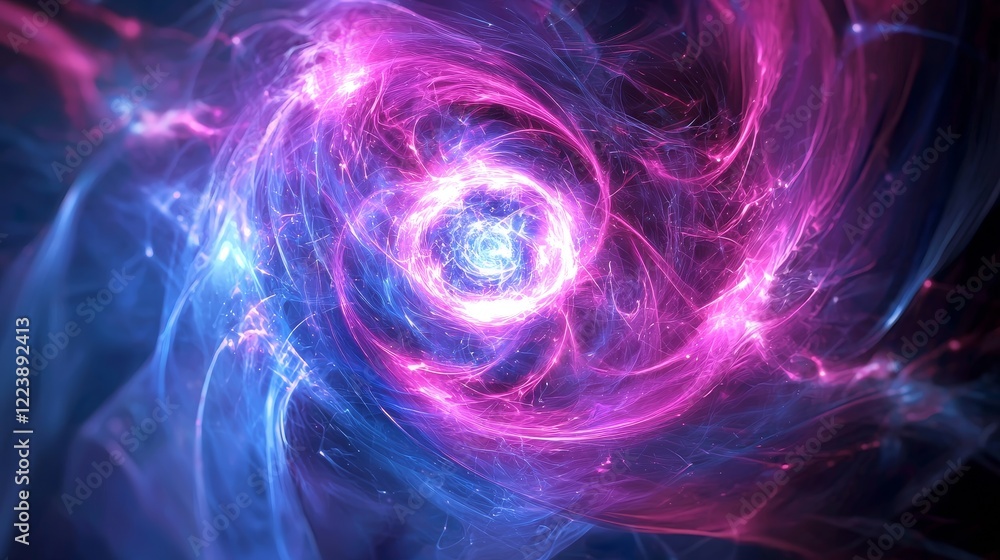 Poster abstract conceptual visualization of cyberspace energy flow and digital light patterns
