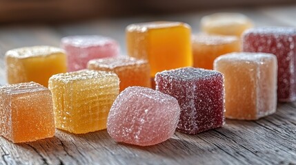Colorful Cubes Of Delicious Sugary Jellies