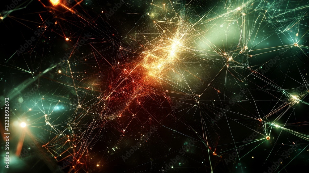 Poster futuristic abstract design showcasing high-tech network connections and patterns