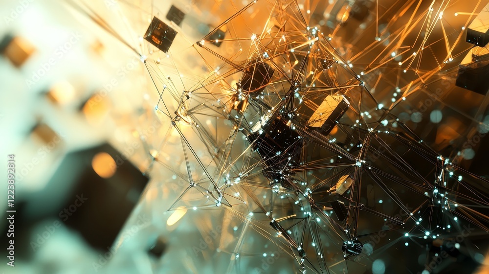Poster elegant digital abstraction of nodes and connections in a modern network design