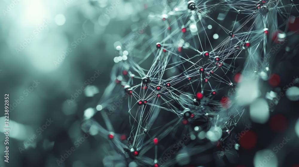 Poster elegant abstraction of digital nodes and connections in a modern network visualization