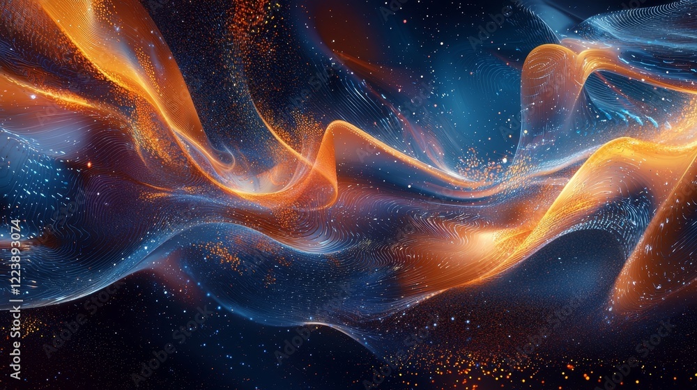Poster bright abstract flow of data illustrating evocative visuals and dynamic interactions