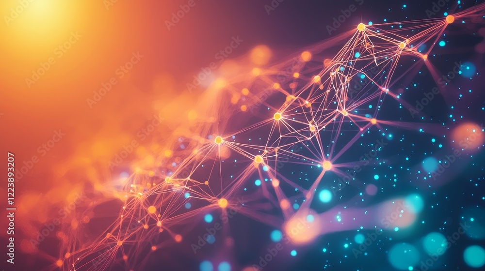 Poster abstract representation of fluidity and connection points in digital networks