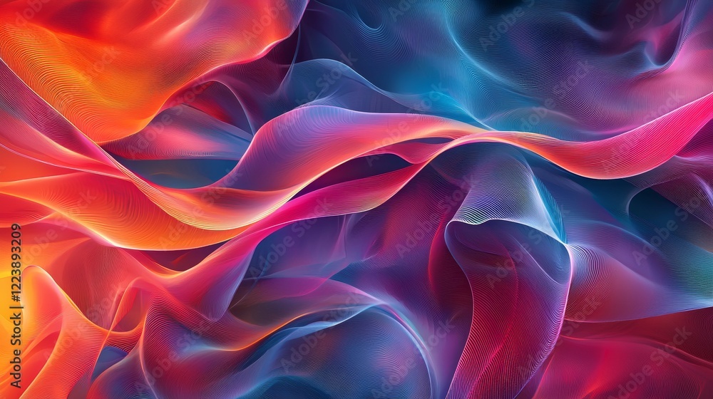 Aufkleber dynamic fluid curves showcasing vibrant data visualization in vivid colors