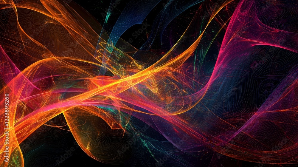Poster dynamic freestyle patterns in digital art with vibrant colors and fluid motion