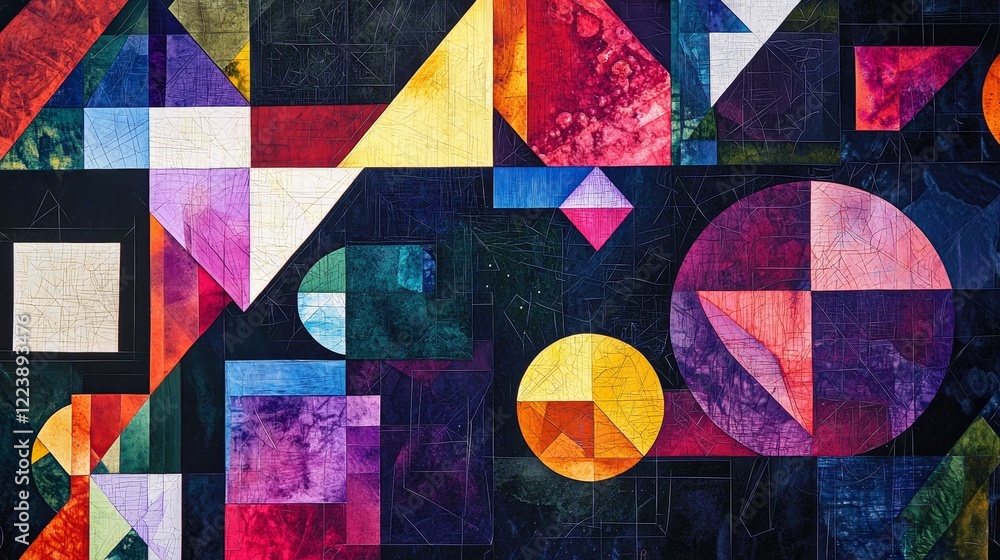 Poster colorful geometric shapes and patterns for digital communication and design projects